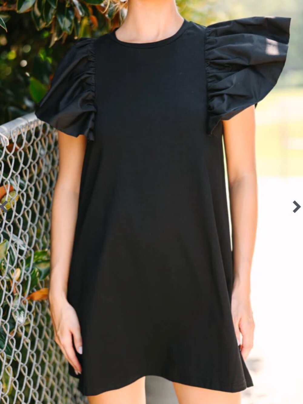 Black Puff Sleeve Mini Dress